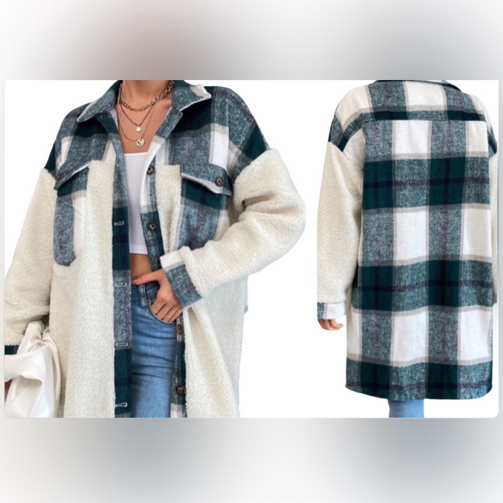 PLAID MULTI COLOR SHERPA OVERSIZED  FAUX SHERLING WARM COZY